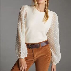 Anthropologie Textured Sleeve Blouse by Maeve